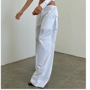 White Local European Wide Leg Multi Pocket Pant